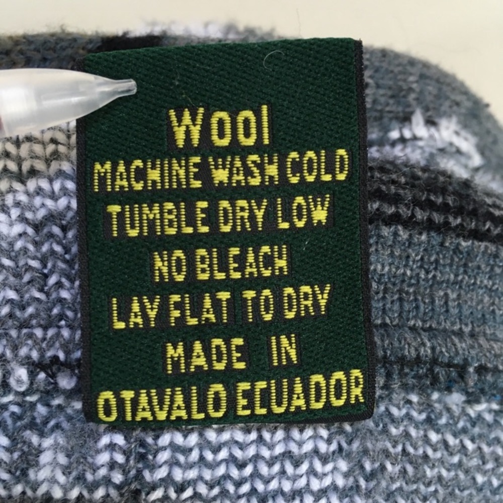 Tejidos Ruminahw Alpacas Aztec Hooded Jacket Gray Black Men’s Small - Picture 5 of 5
